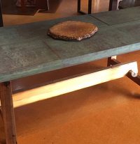 Copper hoop silky timber hand made table